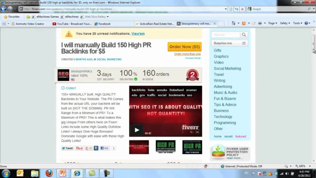 5 Backlinks Using Fiverr