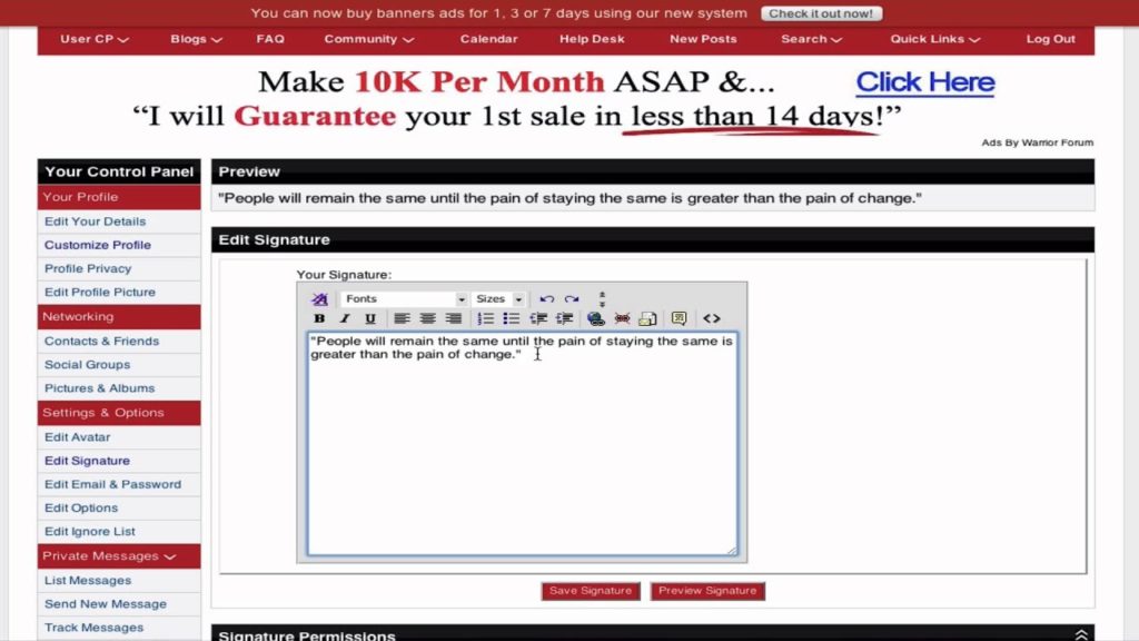 How to Add a Signature Link on Warrior Forum