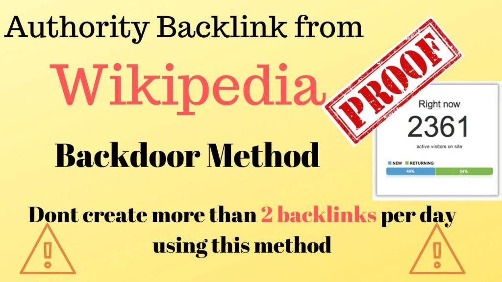 How to get backlinks from wikipedia [ BACKDOOR METHOD] with Proof