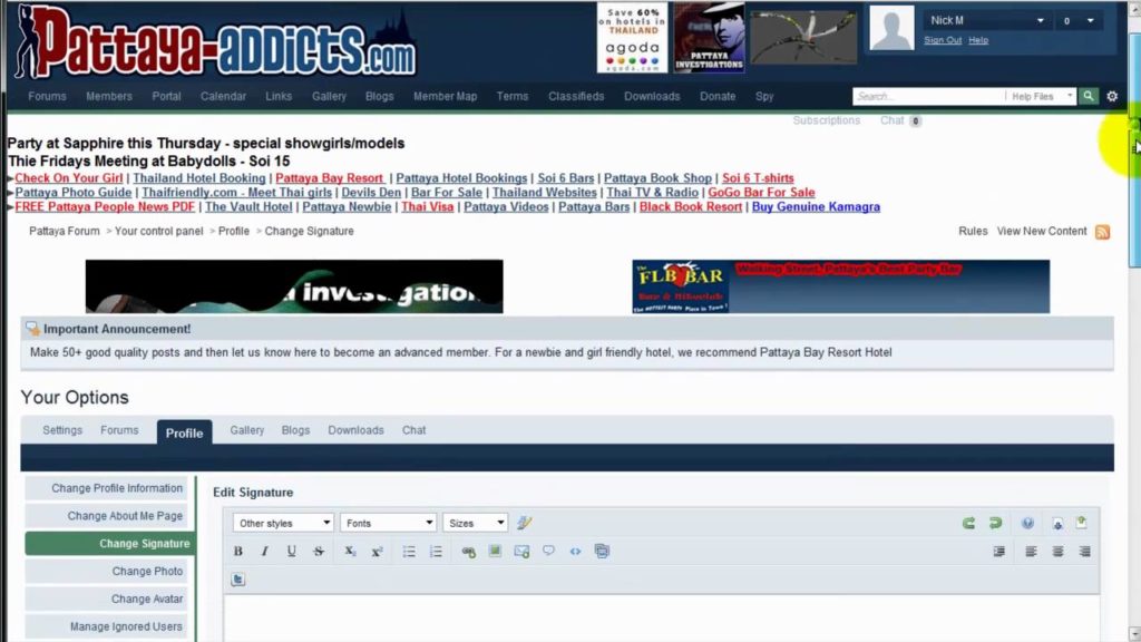 Create signature link on forum