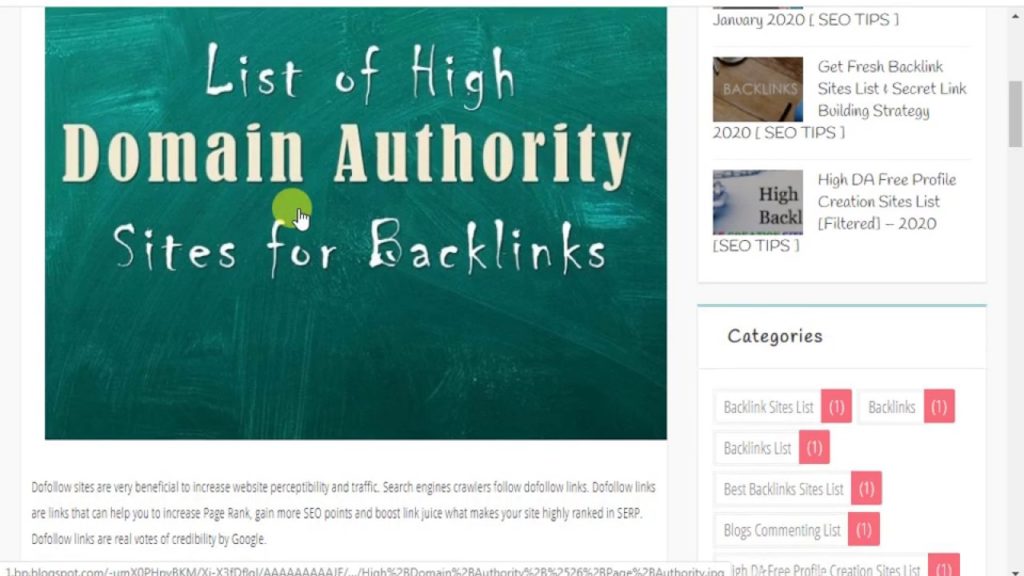 Dofollow backlinks List | Free High Authority Backlinks from DA 86- PA-60 Website 2020