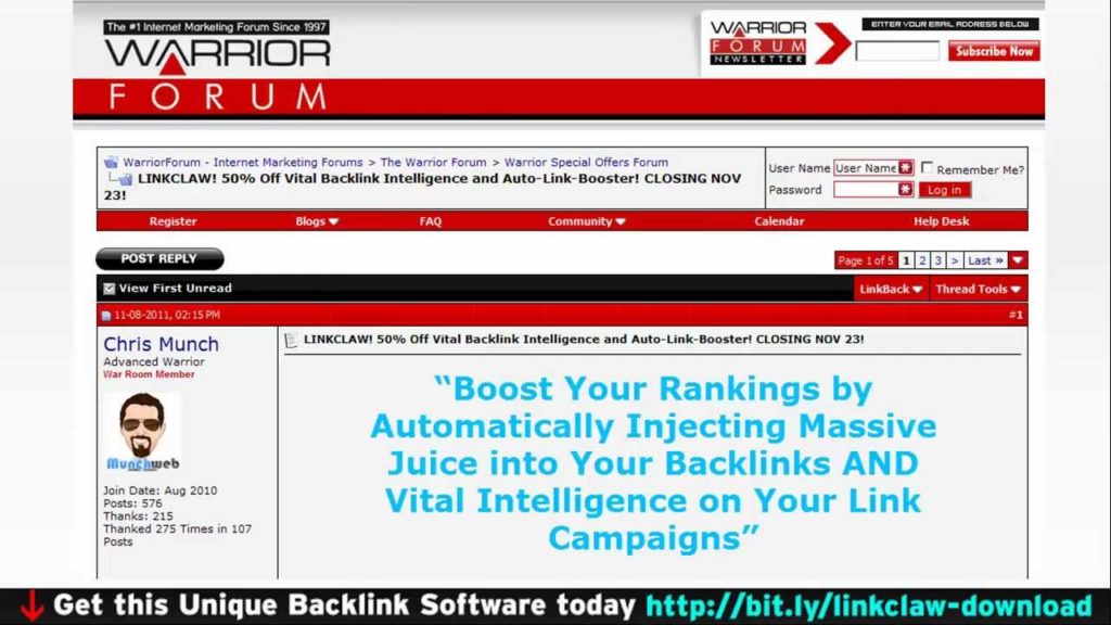 Linkclaw Warrior Forum (WSO) - 50% OFF! Limited Time Offer!