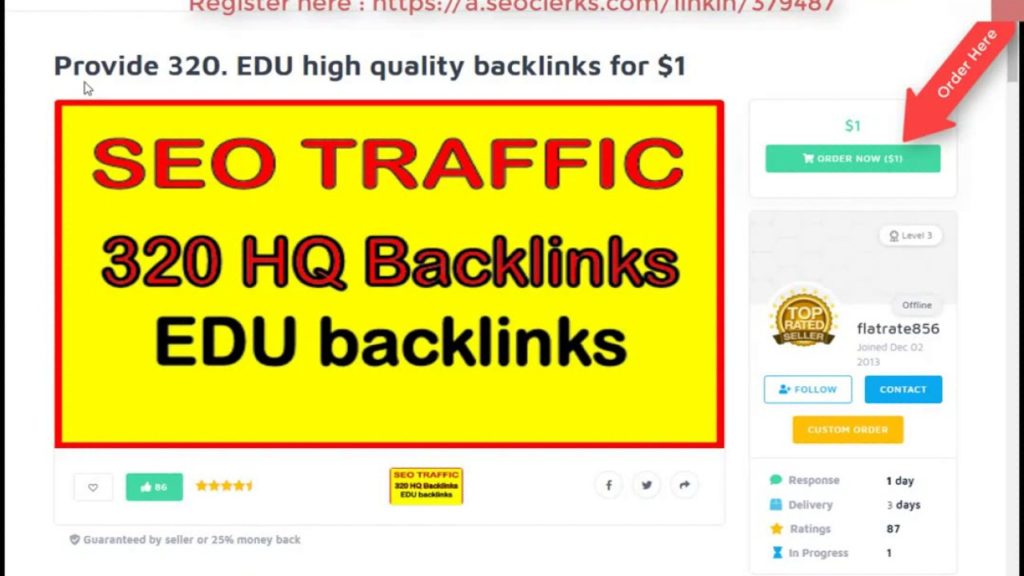 320 EDU high quality backlinks for $1 On SEOClerks