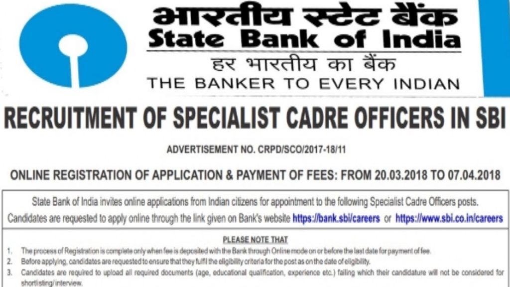 State Bank of India (SBI) Recruitment 2018 | All over India Jobs  | Latest Bank jobs