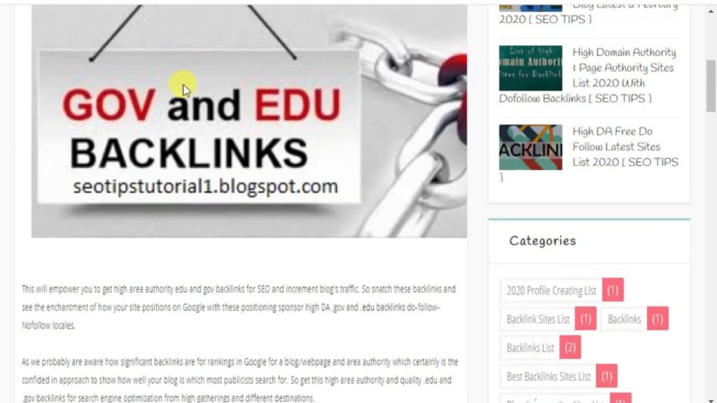 Top Free High Domain Authority .Edu and .Gov Backlinks List 2020 [ SEO TIPS ]