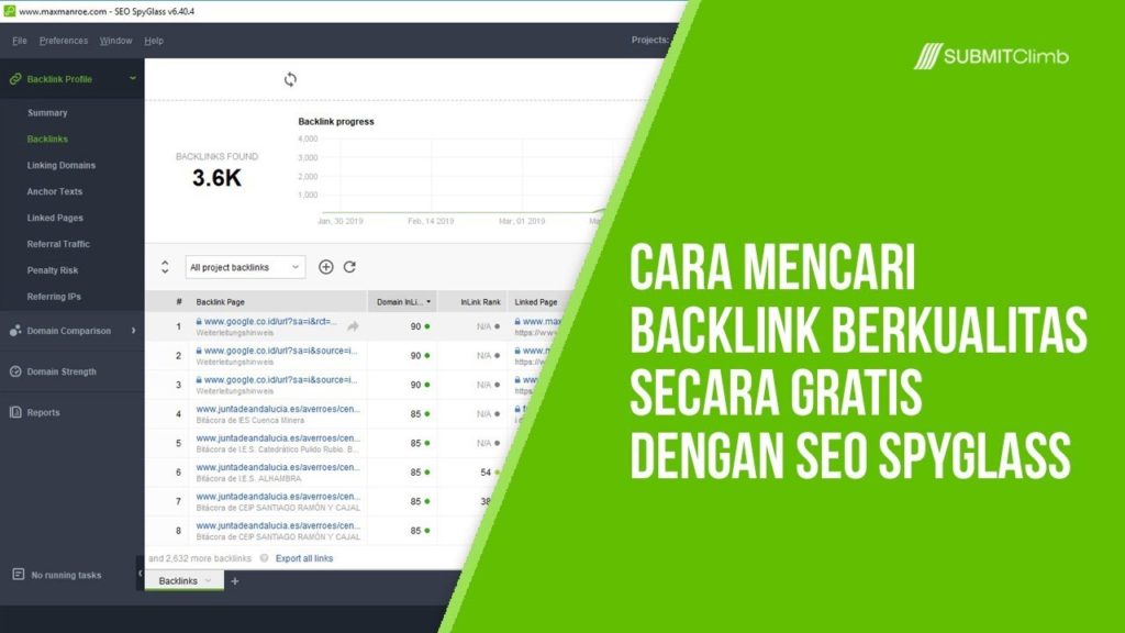 Cara Mendapatkan backlink berkualitas Secara Gratis dengan SEO SpyGlass