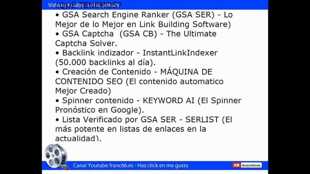 SEO video de youtube con 1000 backlinks GSA SER Servicio gig Fiverr