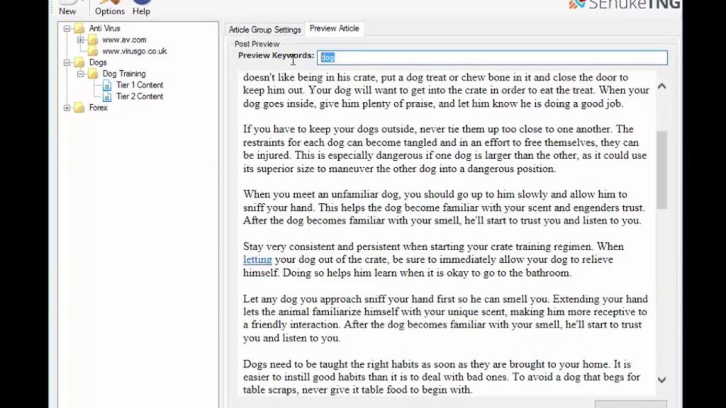 SEnukeTNG Article Manager Overview