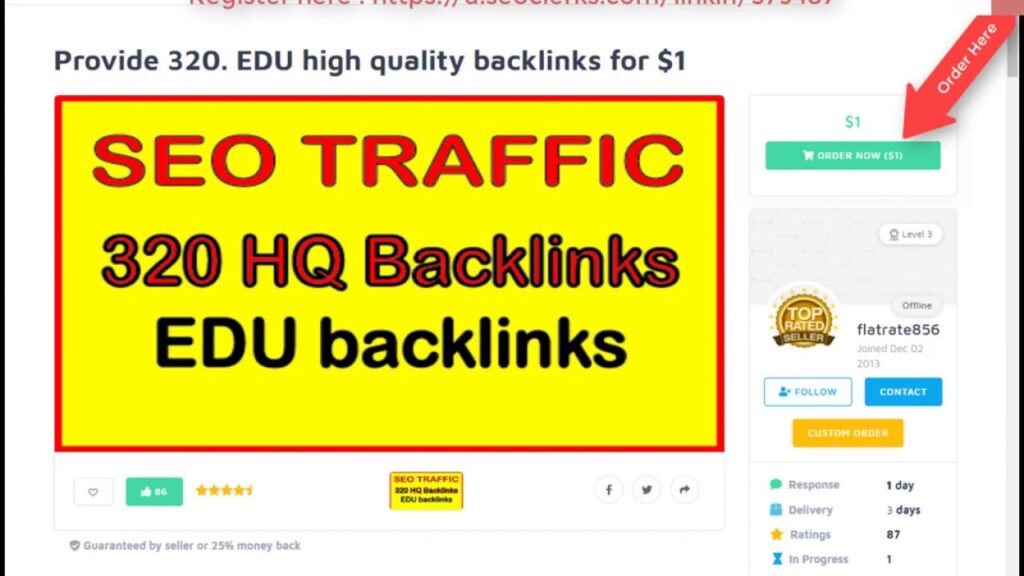 320 EDU high quality backlinks for $1 On SEOClerks