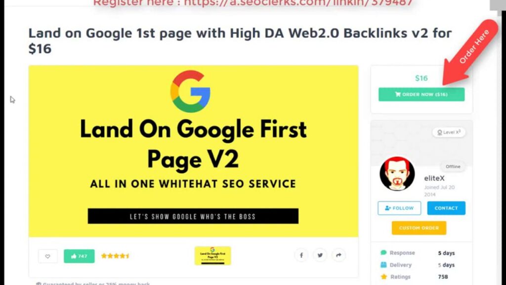 Land on Google 1st page with High DA Web 2 0 Backlinks for $16 On SEOClerks