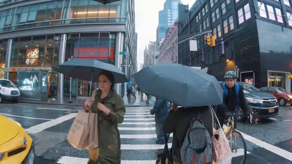 Midtown Manhattan, NYC Rain Walk | 59th Street to Port Authority Bus Terminal Area (Cyberpunk Vibes)