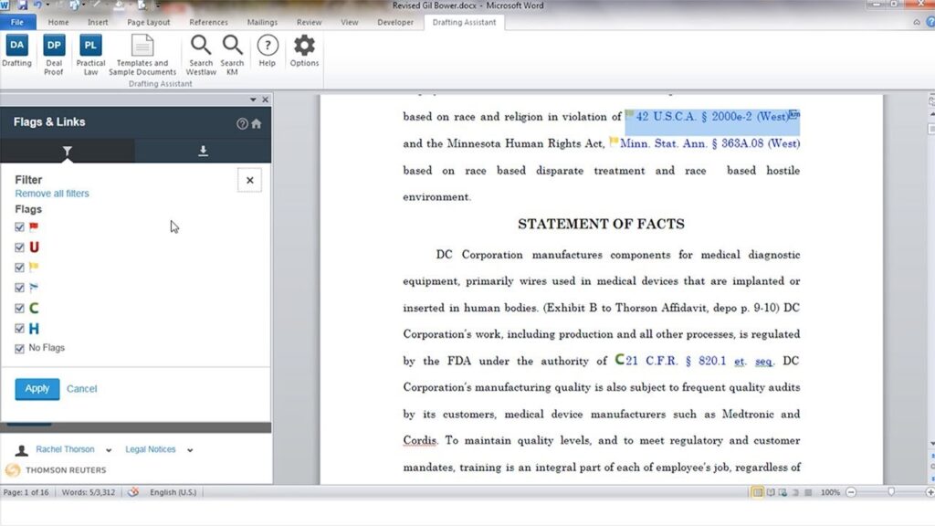 Flags and Links in Drafting Assistant