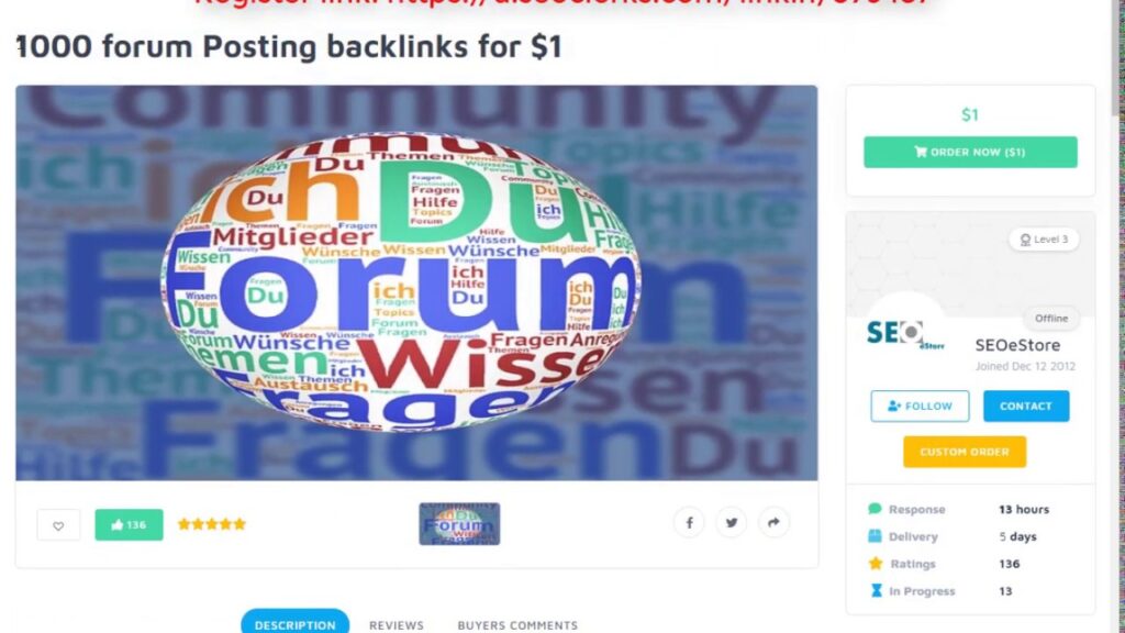 1000 forum Posting backlinks for $1