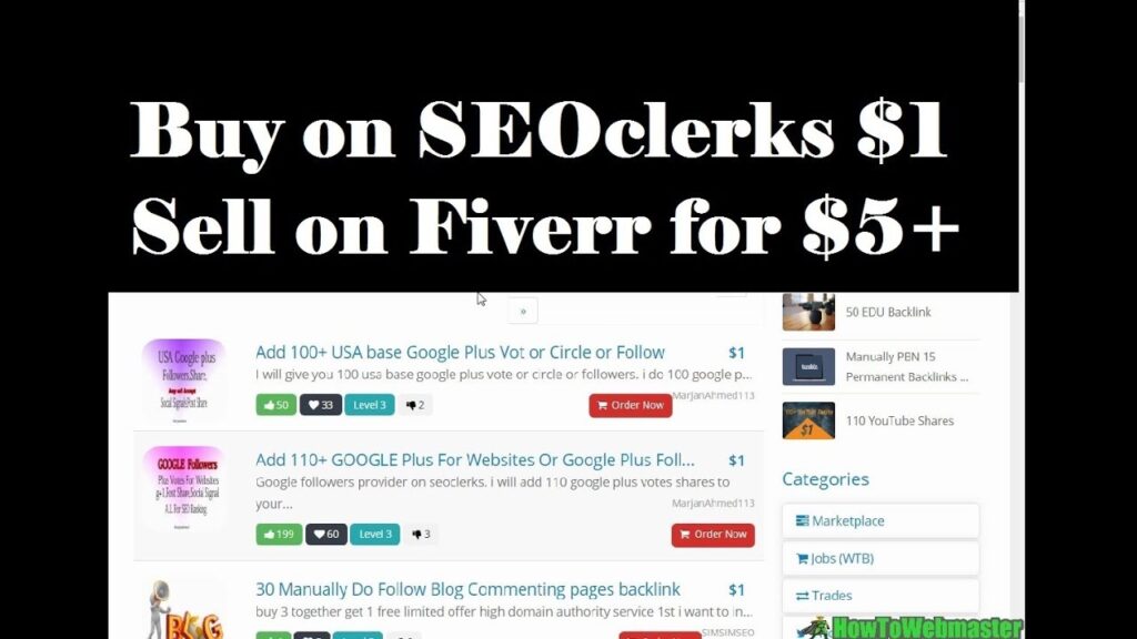 Make Money by Selling on Fiverr Arbitrage $5 - Buy From SEOclerks $1