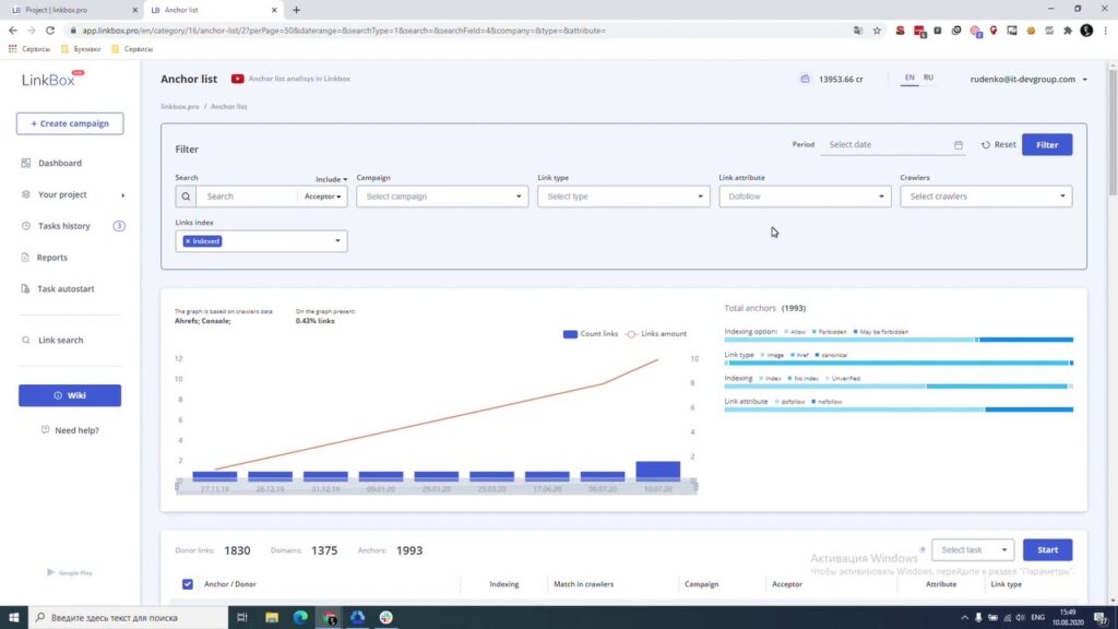 Tier 2 Backlinks management in Linkbox checker