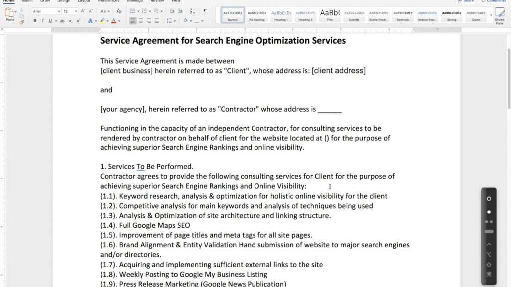 Simple SEO Service Agreement