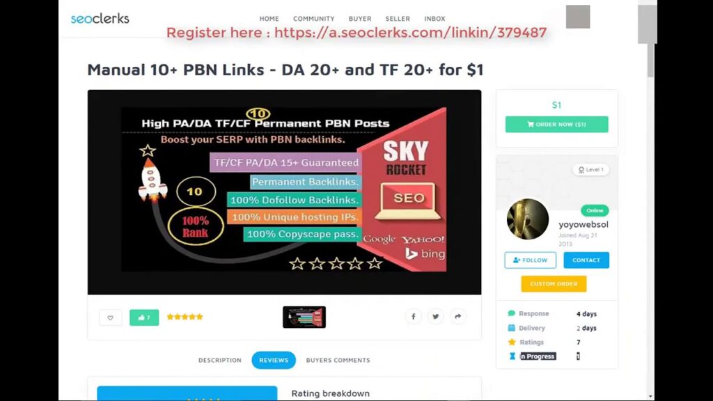 10 Real PBN Backlinks For $1 On SEOClerks
