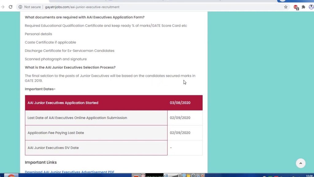 AAI Junior Executive Recruitment 2020 Airport Authority of India JE Vacancy Apply