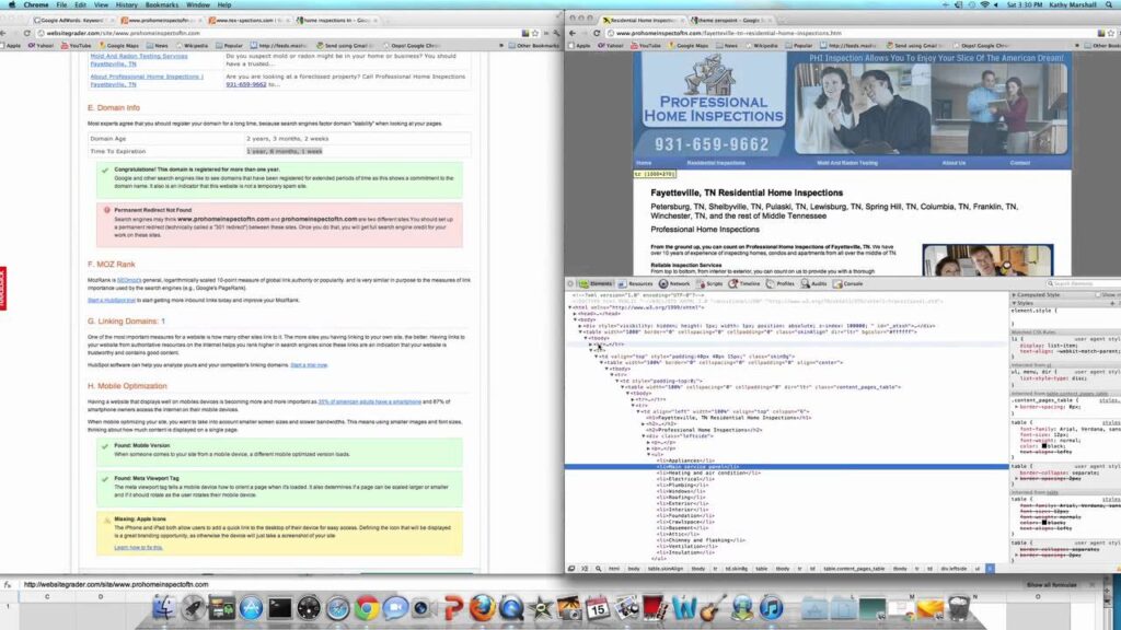 Home Inspection Website Review and Website Grader Analysis by CI Web Group
