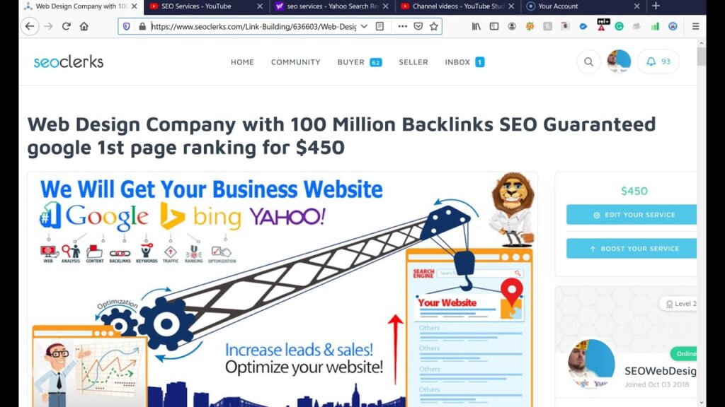 SeoClerks.com Gig Full SEO Services 100 Million Backlinks Package