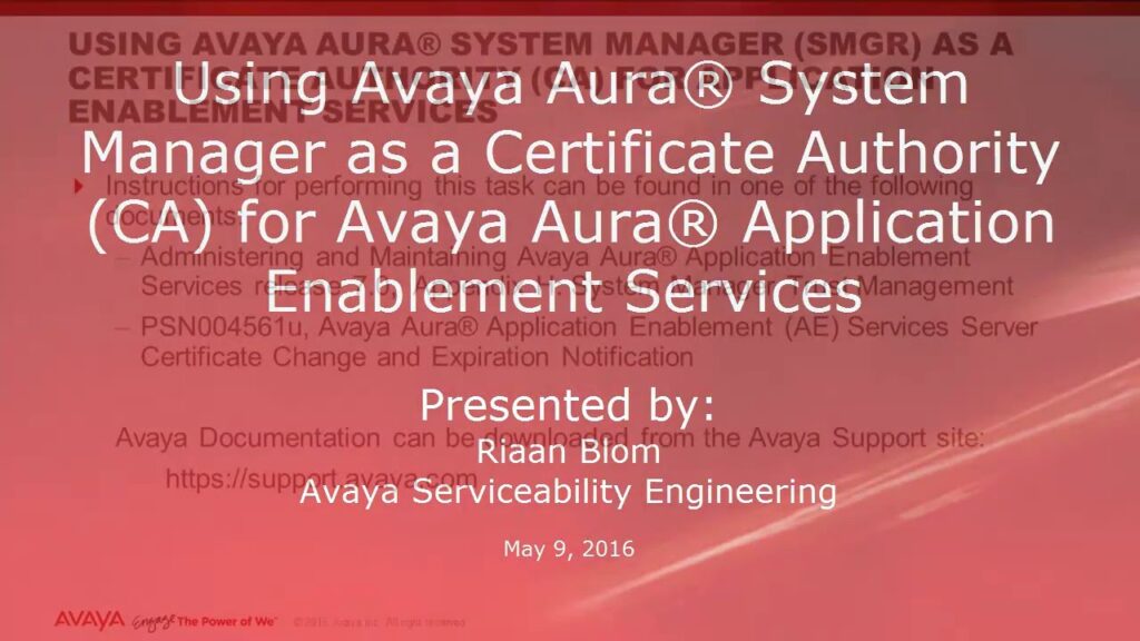 Using AASM as a Certificate Authority (CA) for Avaya Aura® Application Enablement Services