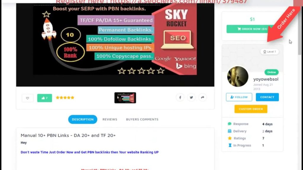 10 Real PBN Backlinks For $1 On SEOClerks