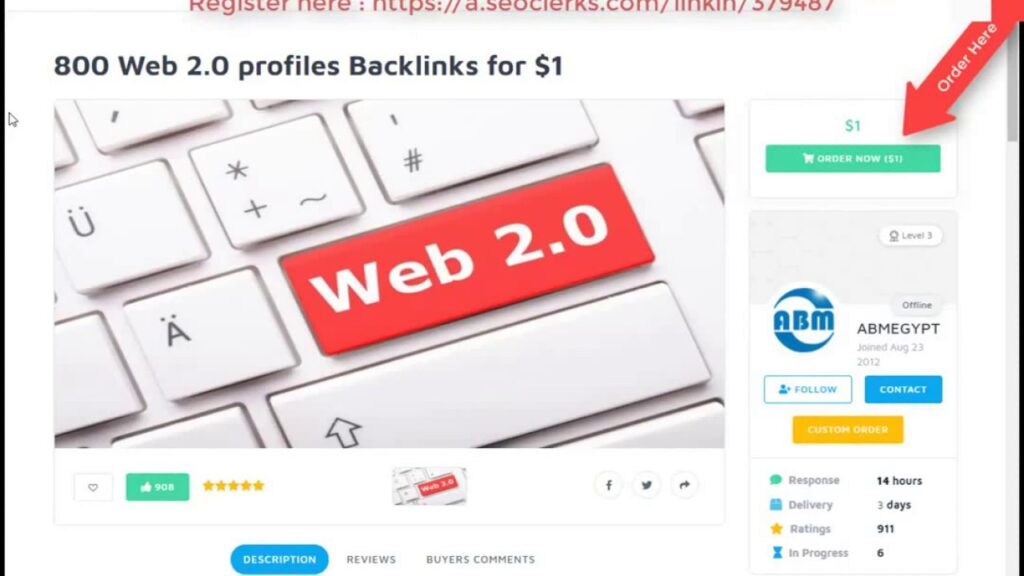 800 Web 2 0 profiles Backlinks for $1 on SEOClerks