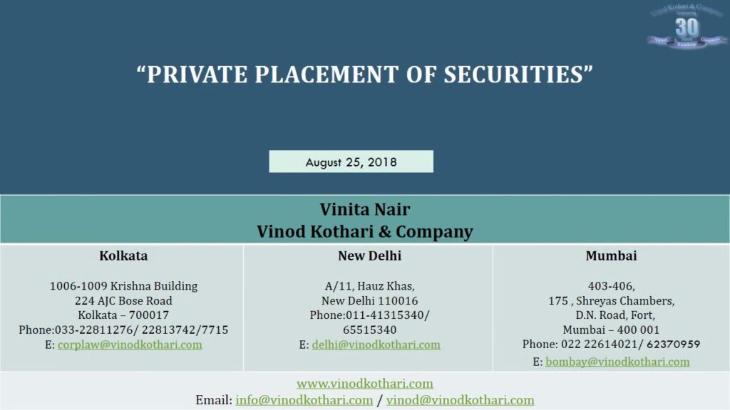Lecture 2 | Private placement of securities | Power of 30 | Vinod Kothari & Company