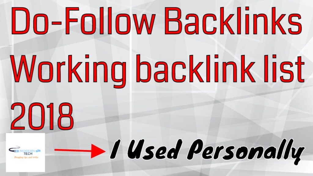 Do Follow backlinks || Working backlink list 2018