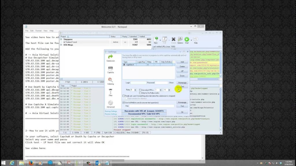 Asia Virtual Solutions - Captcha Solving - Software setting - GSA Search Engine Ranker