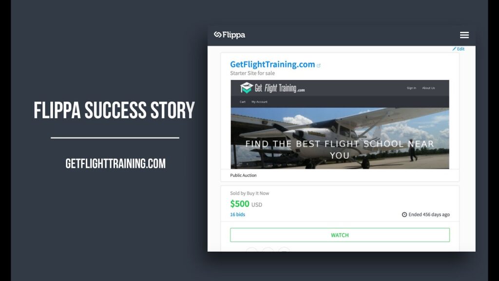 How I Make Extra Income On Flippa - Success Story of GetFlightTraining.com