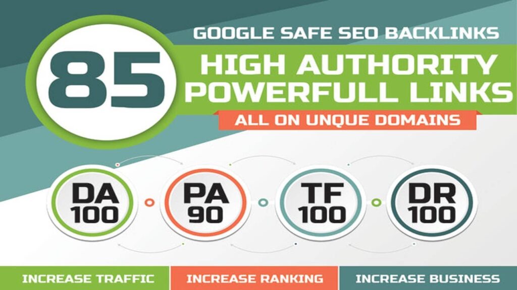 I will build 85 unique domain SEO backlinks on tf100 da100 sites