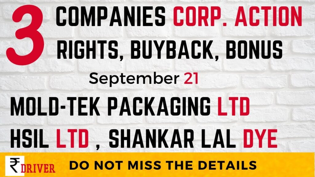 HSIL Share Buyback 2020 | Shankar lal dye Bonus issue 2020 | Mold tek right issue 2020 | Tamil