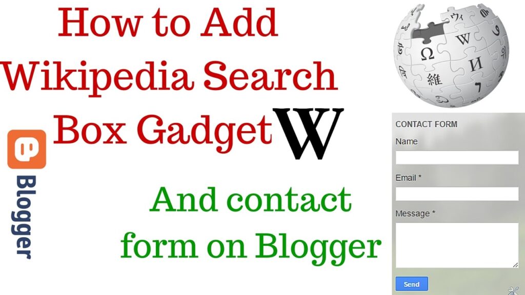 How to Add Wikipedia Search Box Gadget and contact form on blogger - Hindi