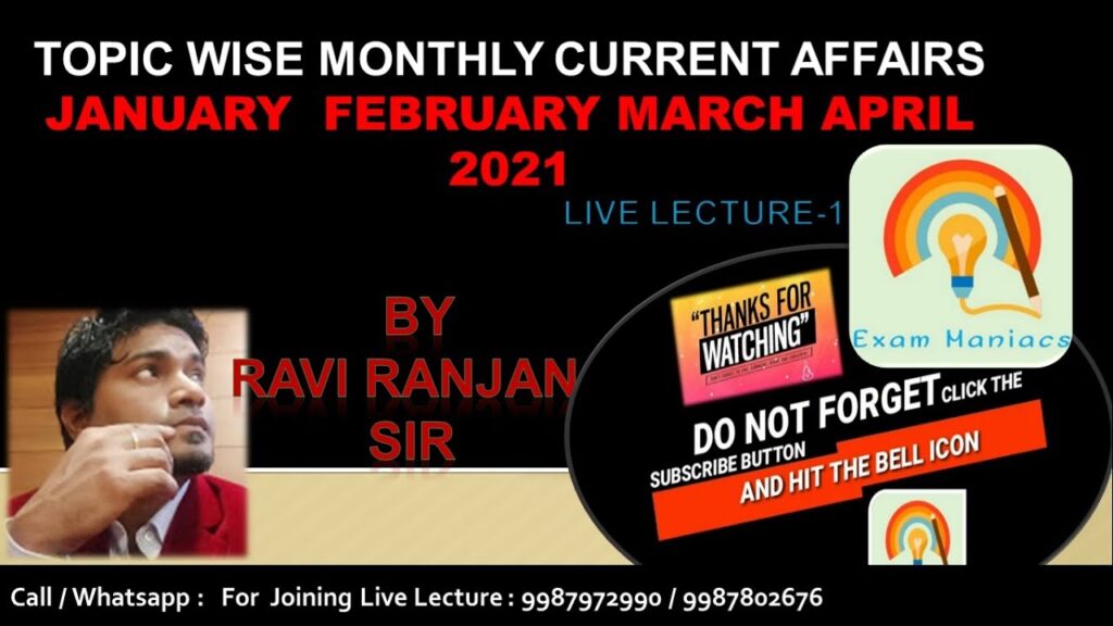 TOPIC WISE MONTHLY CURRENT AFFAIRS BY RAVI RANJAN SIR
